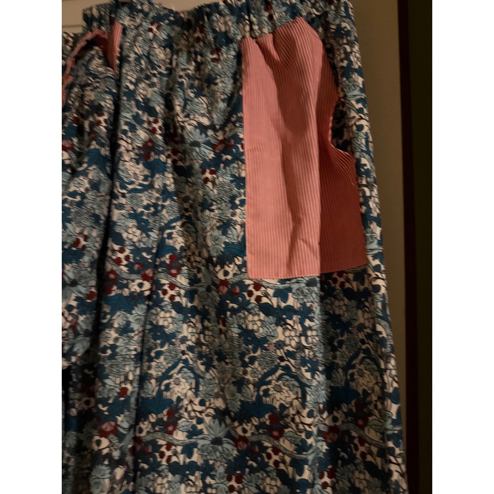 Sunday Up Womens Floral Set Blue floral w Stripe Ruffle Peter Pan Collar Large - Picture 12 of 12